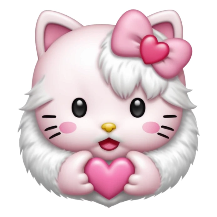 Hello kitty qui fait un bisous avec sa bouche et un cœur rose sort de sa bouche  sticker