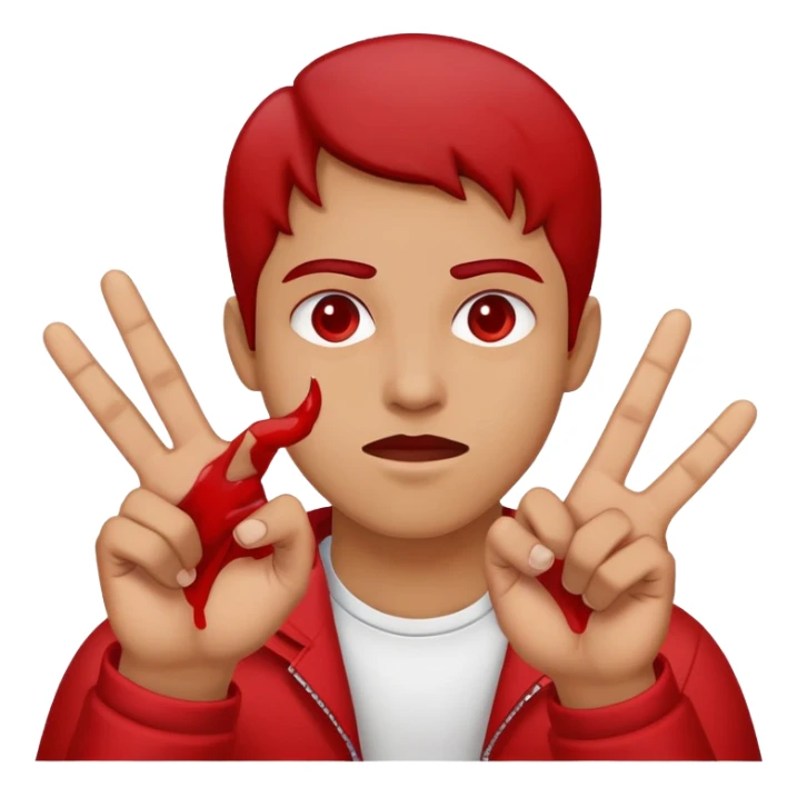 North side gang norteño all red throwing up “blood” sign with fingers sticker