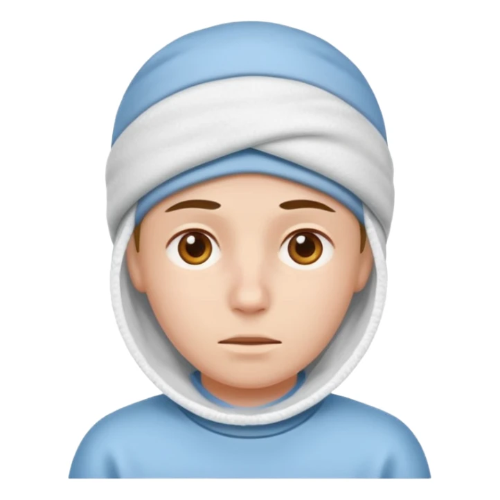 A person with headaches and a cold pad on the head sticker