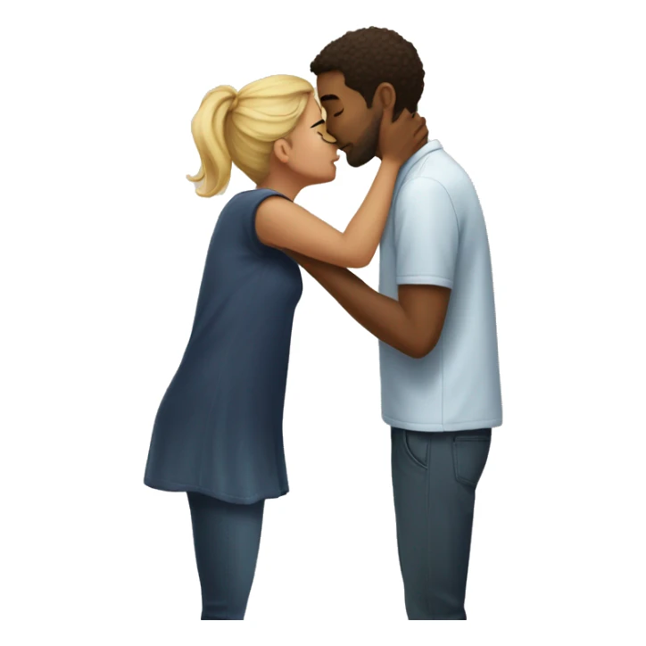 short girl and tall guy kissing sticker