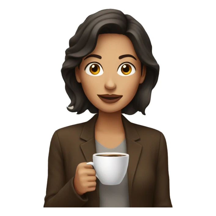 brunette woman drinking coffee sticker