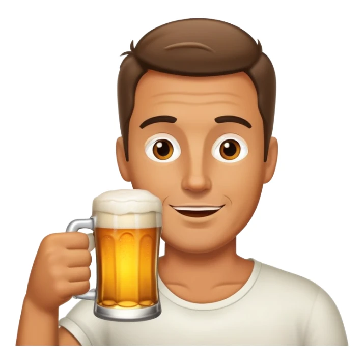 adult man enjoying a beer sticker