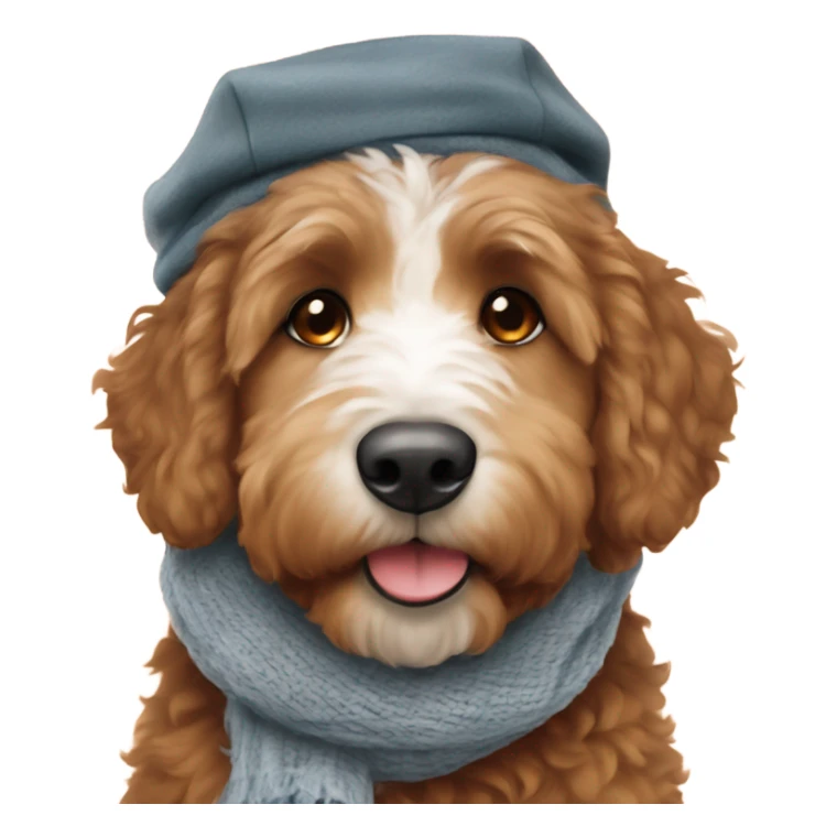 Bernedoodle with University of tennessee hat and scarf sticker