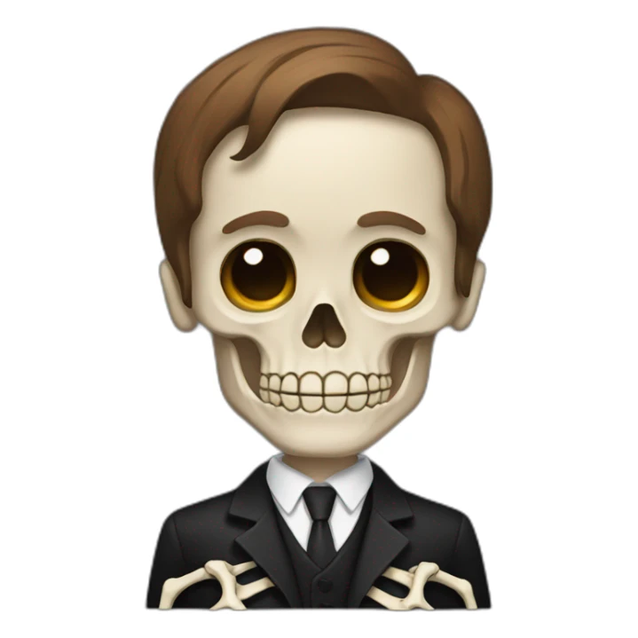 Skeleton in a black suit with Brown hair sticker
