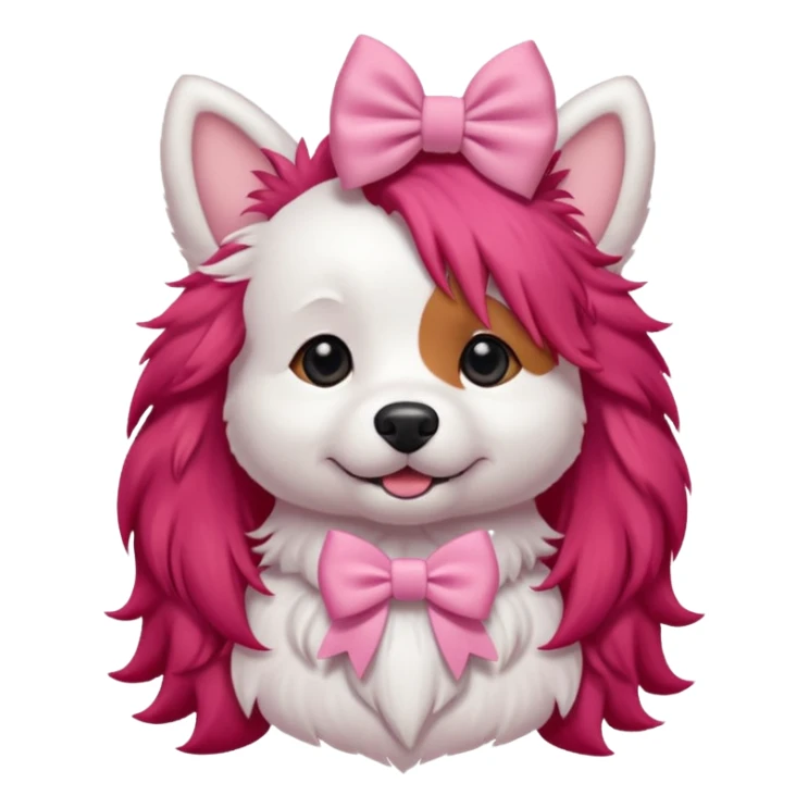 very red long haired white dog with a bow on hair sticker