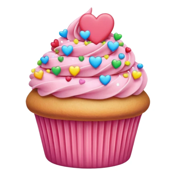 pink and rainbow cupcakes, pink hearts, rainbow sticker