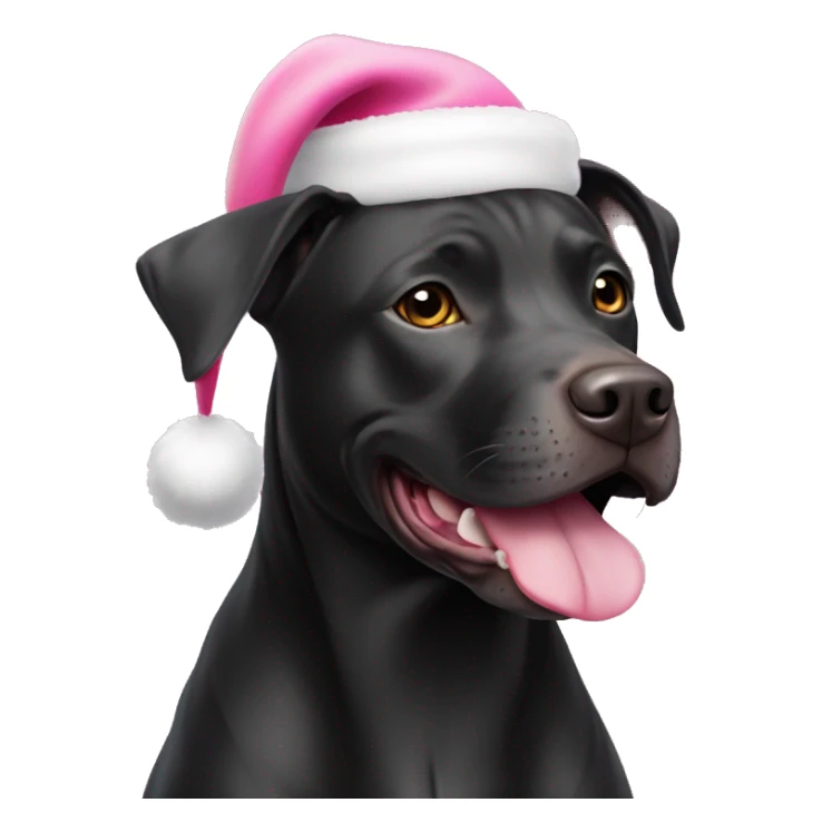 Black lab pit bull mix with pink santa hat sticker