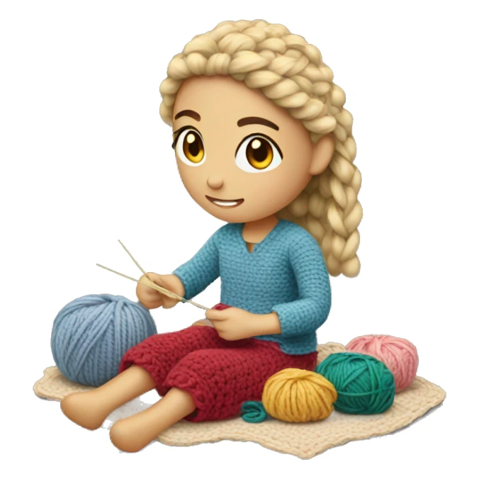 girl crocheting sticker