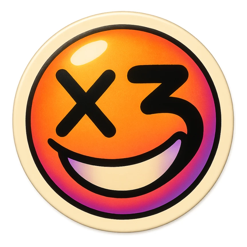 grin EVIL LOOk , Make it say "X3"" sticker