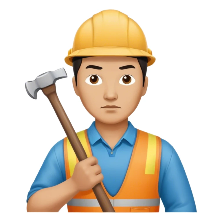 serious kazakh worker middle age photorealistic with hammer sticker