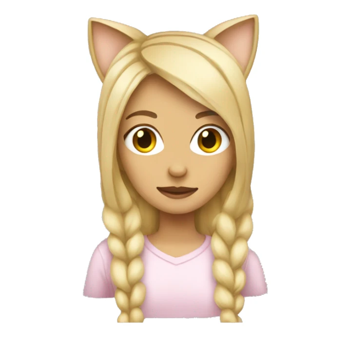 Blonde long hair girl with cat ears emoji pack sticker