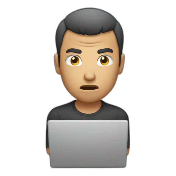 Man have short hair angry using laptop or pc sticker