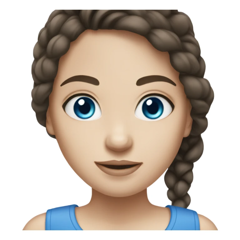 brunette girl with blue eyes anda white skin sticker