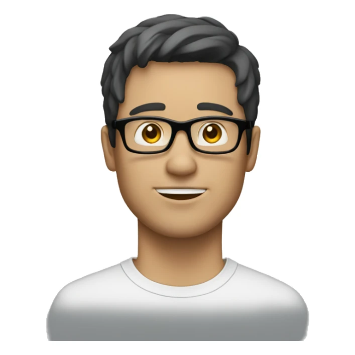 white male with straigt short dark hair, rectangular glasses sticker