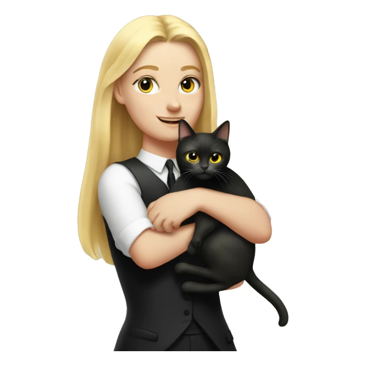 blonde girl with big butt holding fat tuxedo cat sticker
