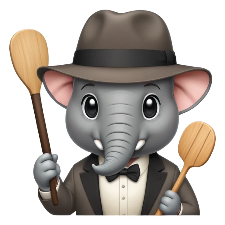 elephant mafia boss with fedora hat holding a paddle sticker