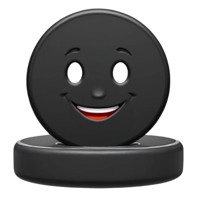 Smiling wide hockey puck  sticker