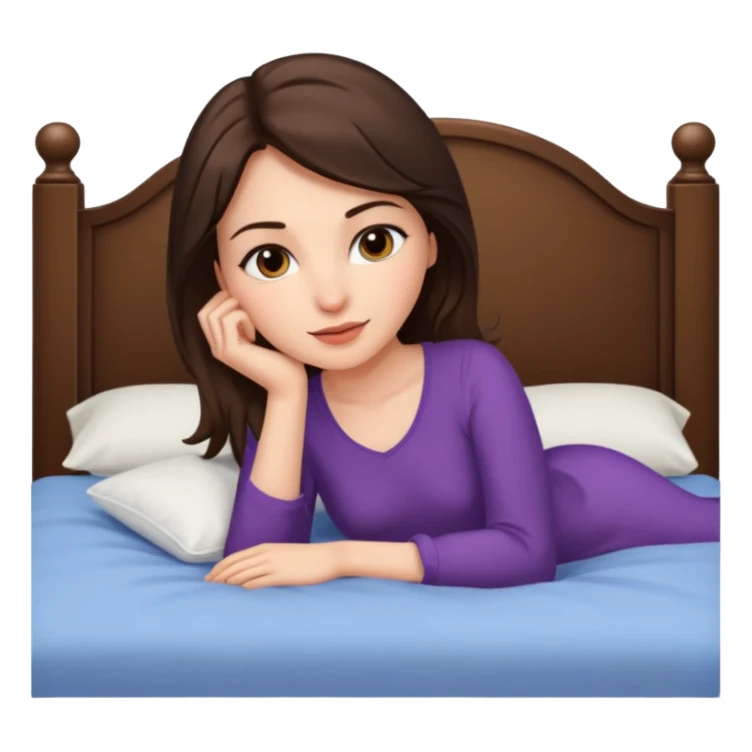 Brunette woman on bed sticker
