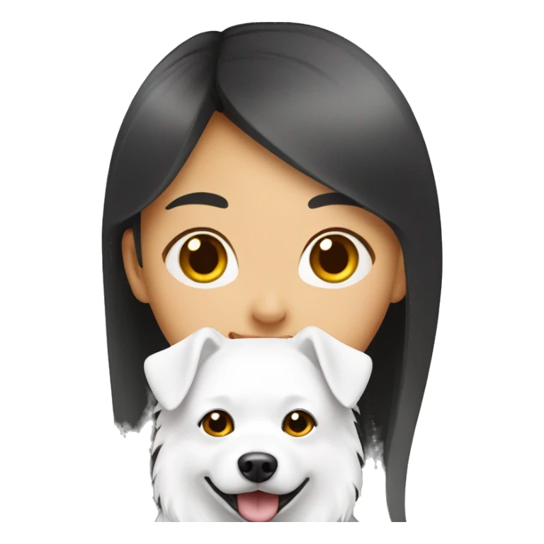 asian girl with Japanese spitz dog sticker