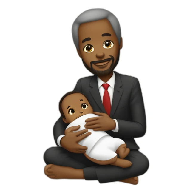 Moi having a baby with Jomo Kenyatta sticker