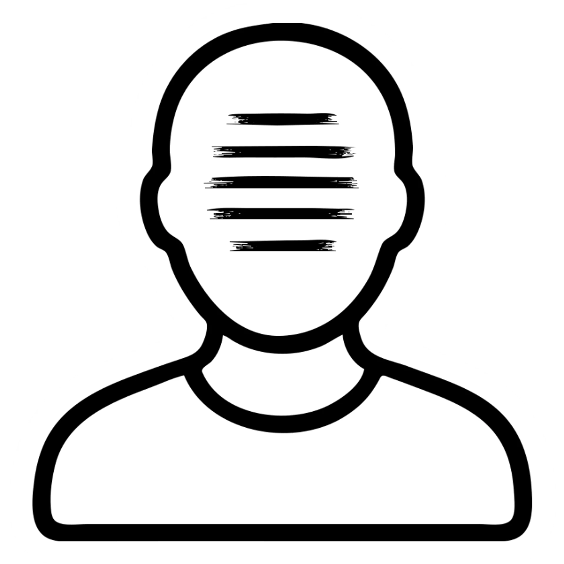 icon for 'Prefer not to answer', person silhouette with a blurred or obscured face, simple and modern sticker