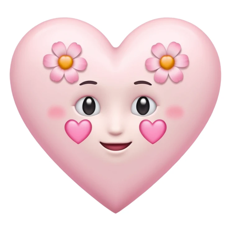 Emoji white heart with pink flowers sticker