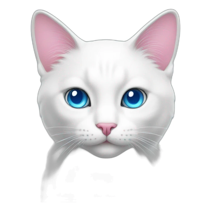 White cat with blue eyes and pink muzzle sticker