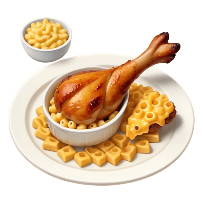 baked chicken leg with mac and cheese on the side sticker