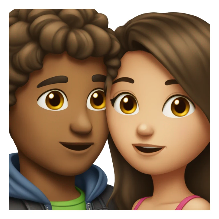 Boy brunette and girl brunette kissing  sticker