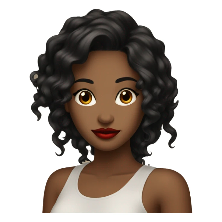 pretty-messybunblackhair-carameltone-woman-red-lips- sticker
