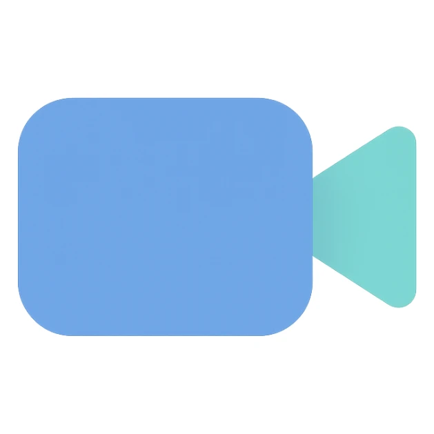 Video camera icon, flat emoji style, outline with blue and turquoise colors sticker