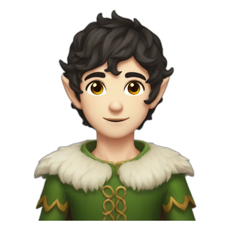 elf boy flower crown short dark hair dark eyes sticker