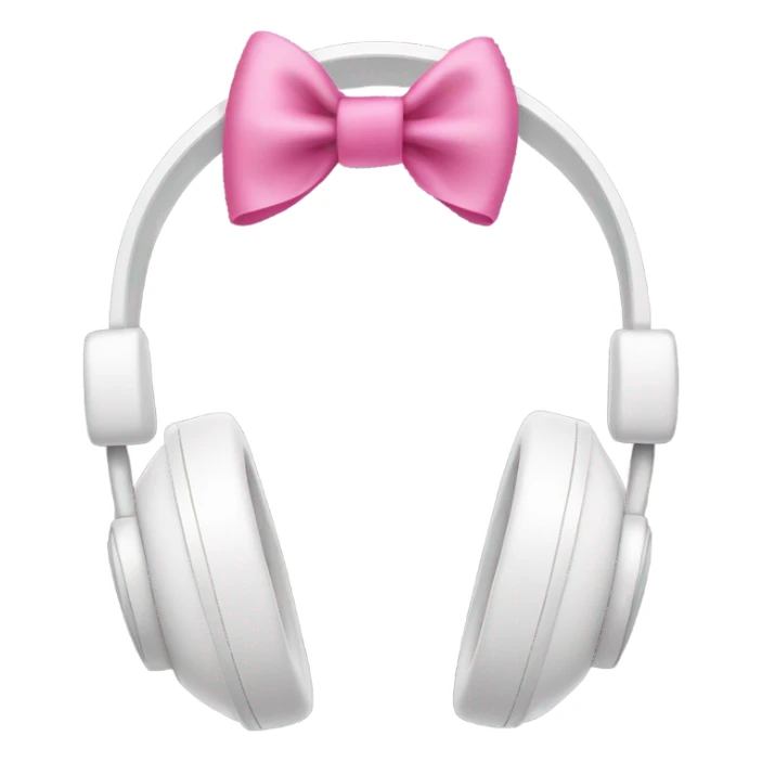 White headphones with a pink bow on the side of them sticker
