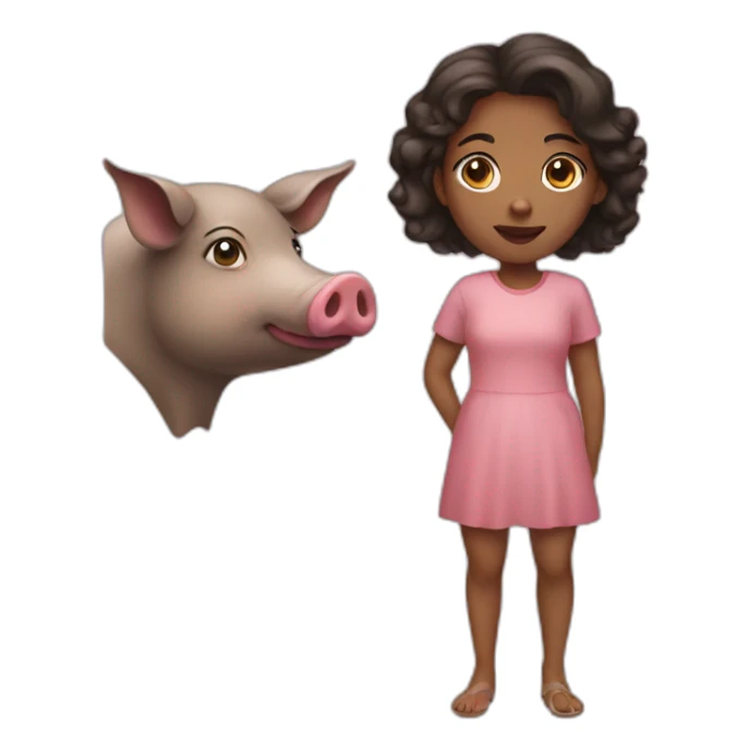 a girl with a pig's head sticker