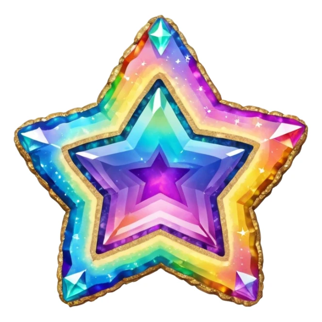 hd detailed glittering vibrant rainbow holographic star shaped geode sticker