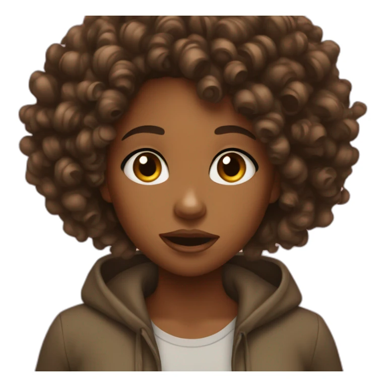 black girl shocked brownskin curly hair sticker