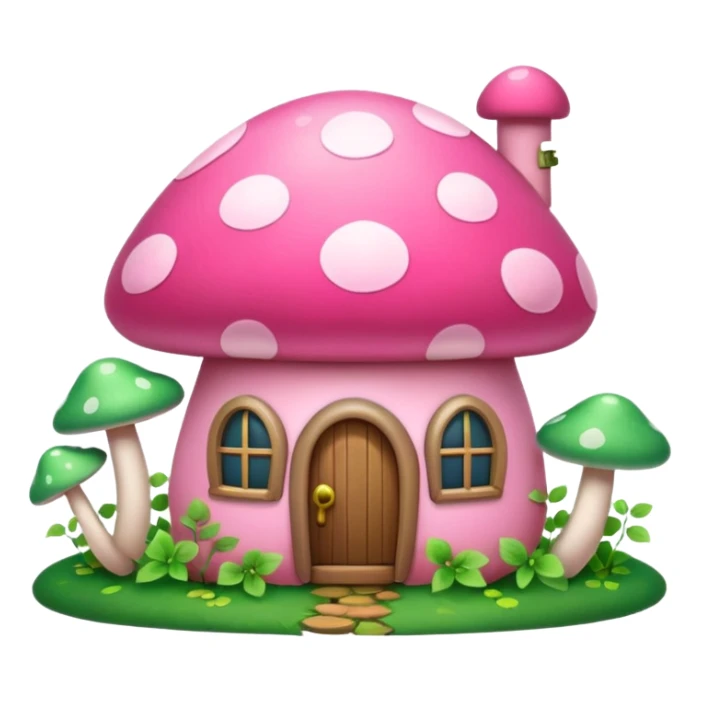 Pink girly mushroom house covered in vines sticker