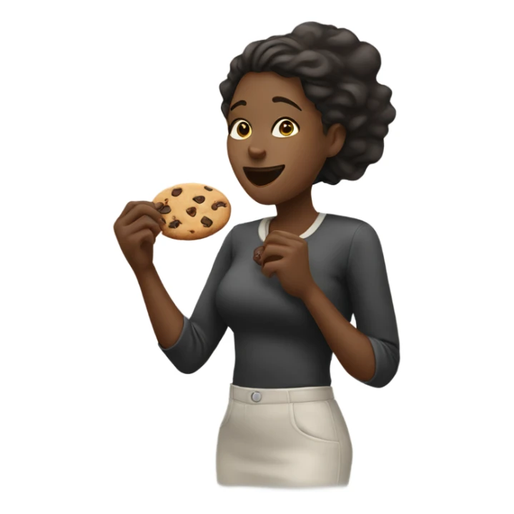 Black woman eating chocolate chip cookie sticker