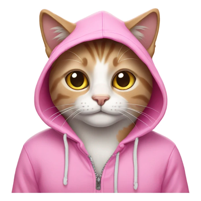 Cat in pink hoodie sticker