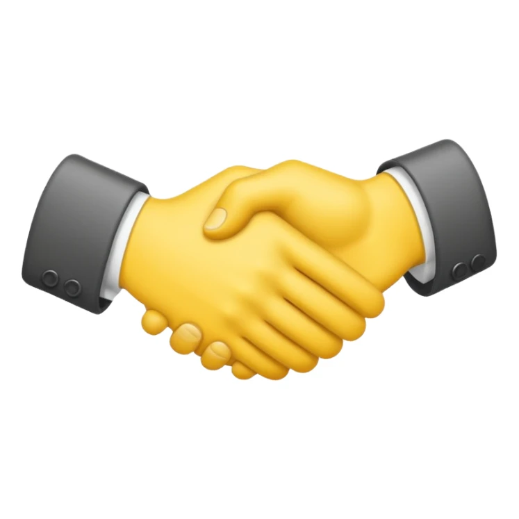 Graphic: 🤝 Handshake icon (white with yellow outline).
Animation: Hands meet, shake slightly.
Background: Transparent.
 sticker