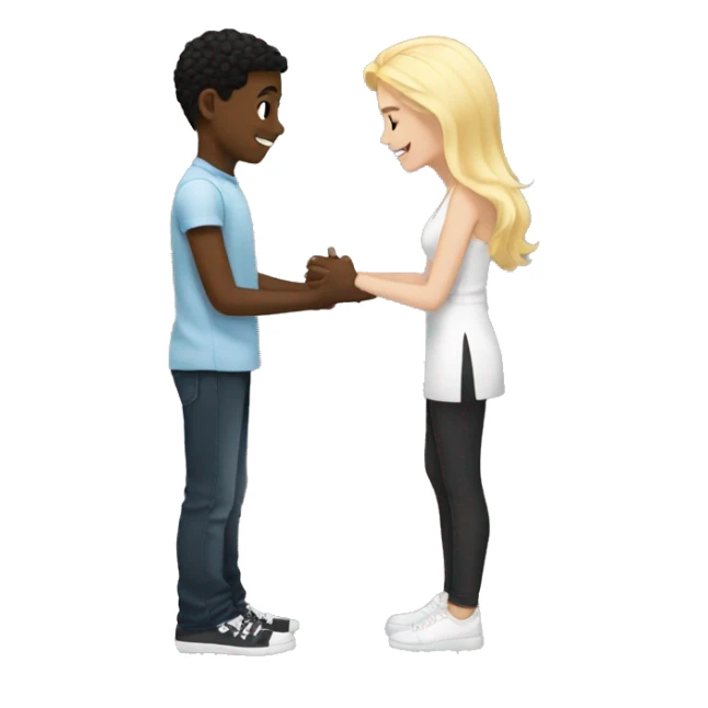 black boy proposing to a white blonde girl sticker