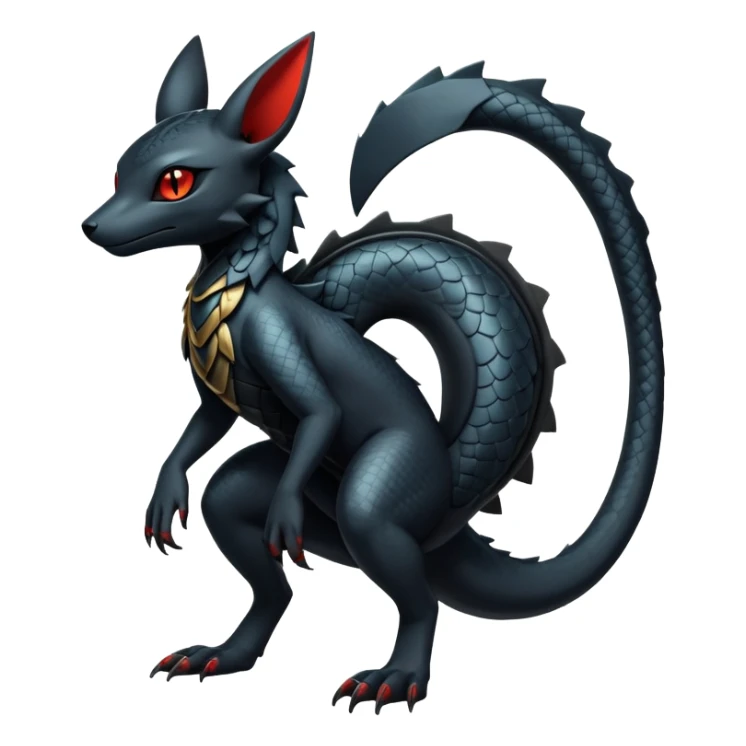 Sophisticated Modern Gothic Gloomy Futuristic Scaly Cyber-Salandit-Umbreon-Litten-Hybrid (Full body) sticker