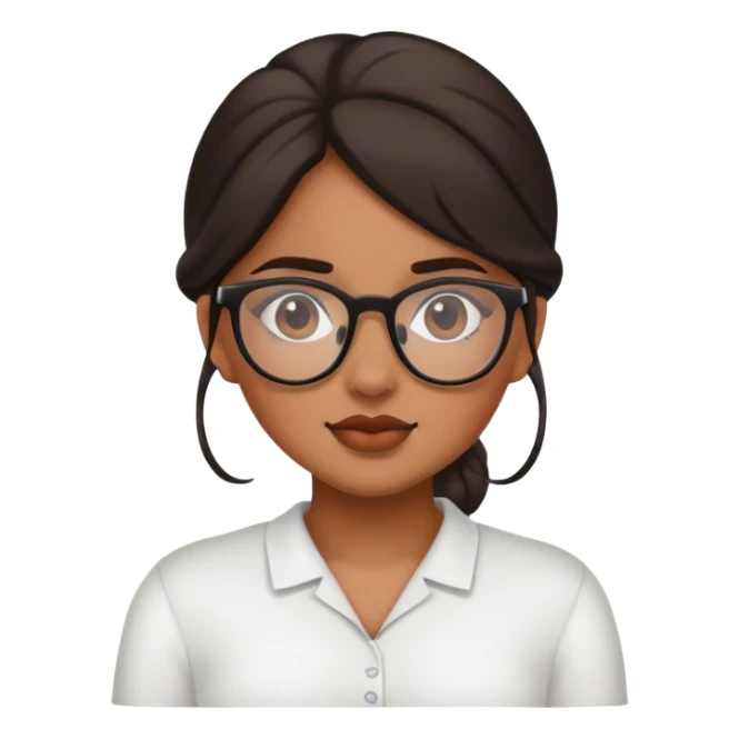 Mexican Girl Blushing Emoji with glasses and darker complexion  sticker
