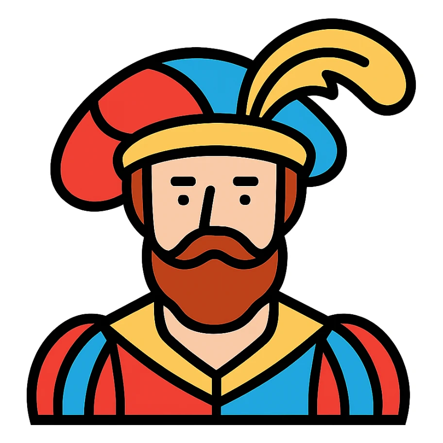 Landsknecht mercenary icon, colorful, head only sticker