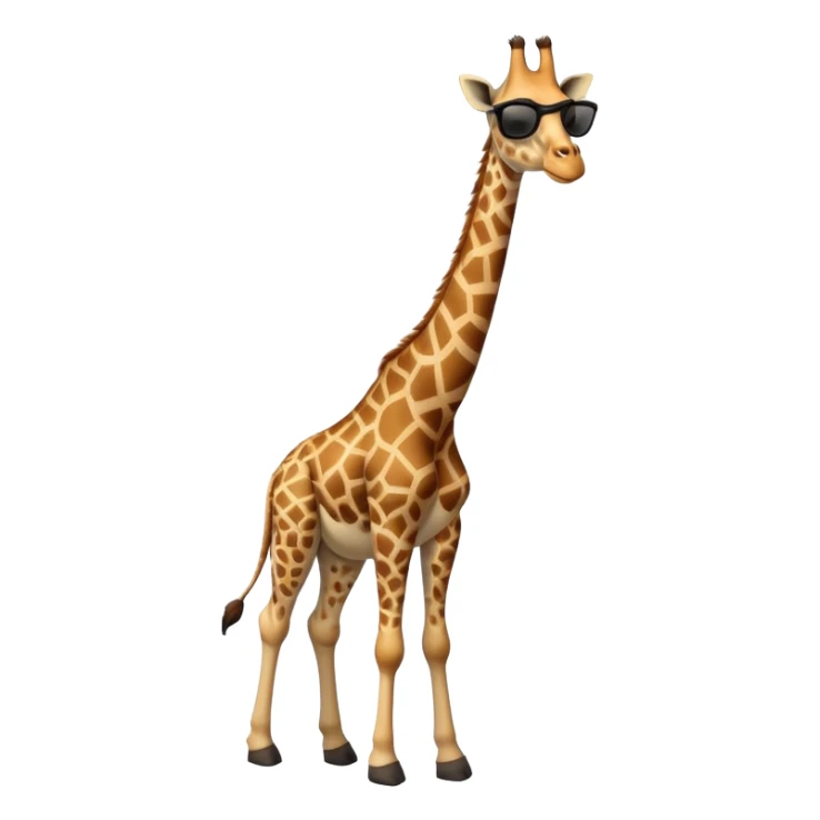 friendly anthropomorphised giraffe in casual clothing with a different color, wearing dark sunglasses, walking upright in relaxed pose sticker