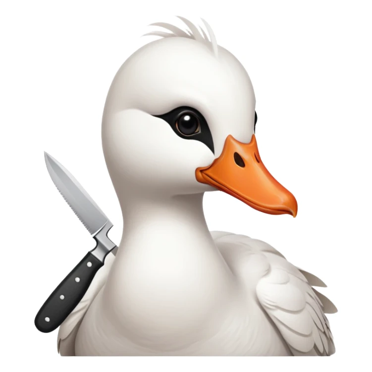 mischievous goose with a knife in its bill, untitled goose game inspired sticker