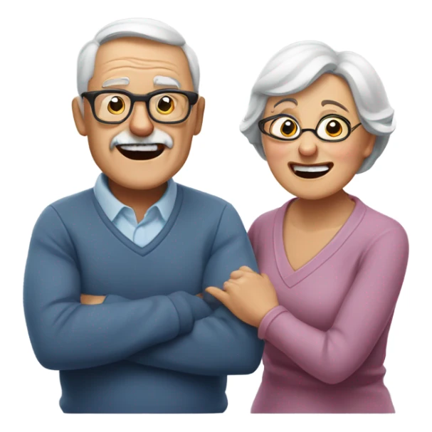 A couple is seniors fighting but loving eatch other and he uses glasses  sticker