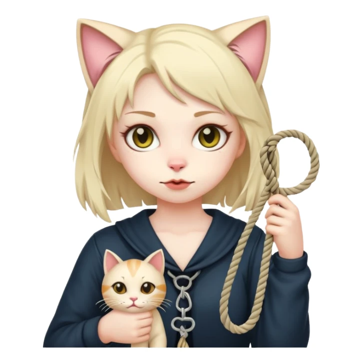 cat girl holding noose sticker