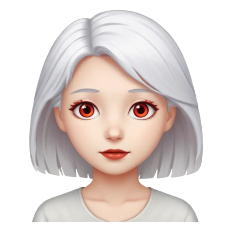 a girl with white hair and bright red eyes sticker
