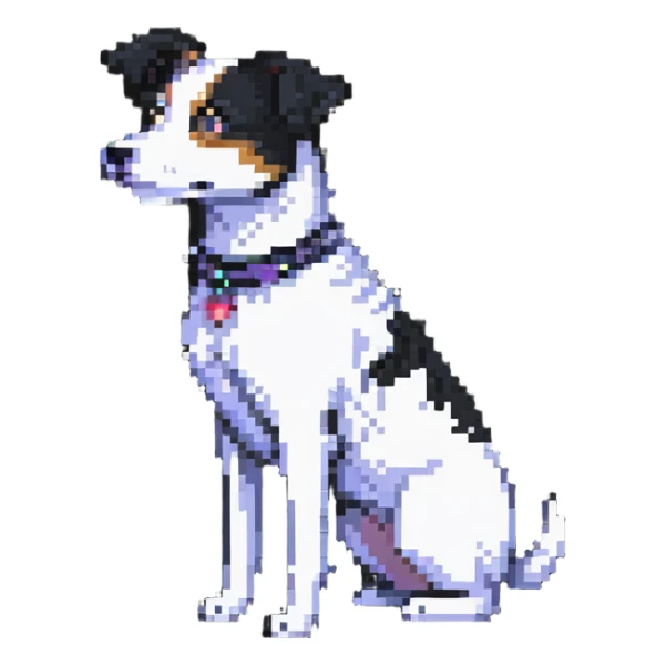 a dog with a half-human body, pixel art style sticker